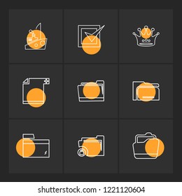 Set of 9 icons, for web, internet, mobile apps, interface design: business, finance, shopping, communication, fitness, computer, media, transportation, travel, easter, christmas, summer, device