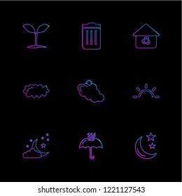 Set of 9 icons, for web, internet, mobile apps, interface design: business, finance, shopping, communication, fitness, computer, media, transportation, travel, easter, christmas, summer, device