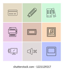 Set of 9 icons, for web, internet, mobile apps, interface design: business, finance, shopping, communication, fitness, computer, media, transportation, travel, easter, christmas, summer, device
