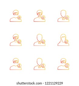 Set of 9 icons, for web, internet, mobile apps, interface design: business, finance, shopping, communication, fitness, computer, media, transportation, travel, easter, christmas, summer, device