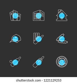 Set of 9 icons, for web, internet, mobile apps, interface design: business, finance, shopping, communication, fitness, computer, media, transportation, travel, easter, christmas, summer, device