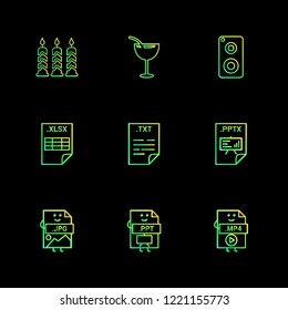 Set of 9 icons, for web, internet, mobile apps, interface design: business, finance, shopping, communication, fitness, computer, media, transportation, travel, easter, christmas, summer, device