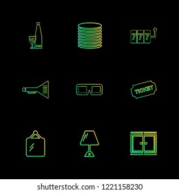 Set of 9 icons, for web, internet, mobile apps, interface design: business, finance, shopping, communication, fitness, computer, media, transportation, travel, easter, christmas, summer, device
