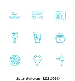 Set of 9 icons, for web, internet, mobile apps, interface design: business, finance, shopping, communication, fitness, computer, media, transportation, travel, easter, christmas, summer, device