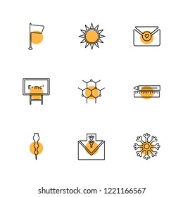 Set of 9 icons, for web, internet, mobile apps, interface design: business, finance, shopping, communication, fitness, computer, media, transportation, travel, easter, christmas, summer, device