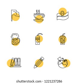 Set of 9 icons, for web, internet, mobile apps, interface design: business, finance, shopping, communication, fitness, computer, media, transportation, travel, easter, christmas, summer, device