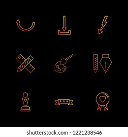 Set of 9 icons, for web, internet, mobile apps, interface design: business, finance, shopping, communication, fitness, computer, media, transportation, travel, easter, christmas, summer, device