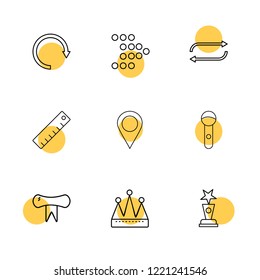 Set of 9 icons, for web, internet, mobile apps, interface design: business, finance, shopping, communication, fitness, computer, media, transportation, travel, easter, christmas, summer, device
