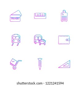 Set of 9 icons, for web, internet, mobile apps, interface design: business, finance, shopping, communication, fitness, computer, media, transportation, travel, easter, christmas, summer, device