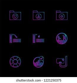 Set of 9 icons, for web, internet, mobile apps, interface design: business, finance, shopping, communication, fitness, computer, media, transportation, travel, easter, christmas, summer, device