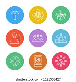 Set of 9 icons, for web, internet, mobile apps, interface design: business, finance, shopping, communication, fitness, computer, media, transportation, travel, easter, christmas, summer, device