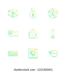 Set of 9 icons, for web, internet, mobile apps, interface design: business, finance, shopping, communication, fitness, computer, media, transportation, travel, easter, christmas, summer, device