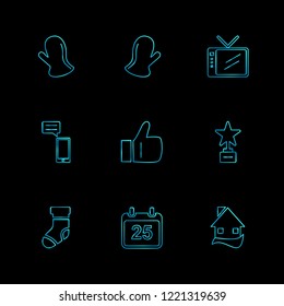 Set of 9 icons, for web, internet, mobile apps, interface design: business, finance, shopping, communication, fitness, computer, media, transportation, travel, easter, christmas, summer, device