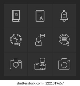 Set of 9 icons, for web, internet, mobile apps, interface design: business, finance, shopping, communication, fitness, computer, media, transportation, travel, easter, christmas, summer, device