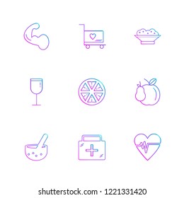 Set of 9 icons, for web, internet, mobile apps, interface design: business, finance, shopping, communication, fitness, computer, media, transportation, travel, easter, christmas, summer, device