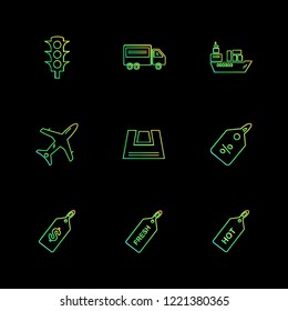 Set of 9 icons, for web, internet, mobile apps, interface design: business, finance, shopping, communication, fitness, computer, media, transportation, travel, easter, christmas, summer, device