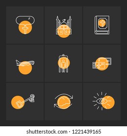Set of 9 icons, for web, internet, mobile apps, interface design: business, finance, shopping, communication, fitness, computer, media, transportation, travel, easter, christmas, summer, device