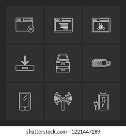 Set of 9 icons, for web, internet, mobile apps, interface design: business, finance, shopping, communication, fitness, computer, media, transportation, travel, easter, christmas, summer, device