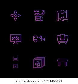 Set of 9 icons, for web, internet, mobile apps, interface design: business, finance, shopping, communication, fitness, computer, media, transportation, travel, easter, christmas, summer, device