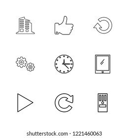 Set of 9 icons, for web, internet, mobile apps, interface design: business, finance, shopping, communication, fitness, computer, media, transportation, travel, easter, christmas, summer, device