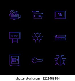 Set of 9 icons, for web, internet, mobile apps, interface design: business, finance, shopping, communication, fitness, computer, media, transportation, travel, easter, christmas, summer, device