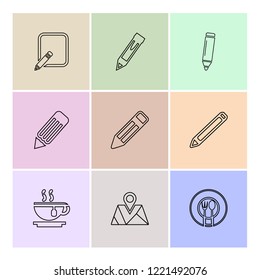 Set of 9 icons, for web, internet, mobile apps, interface design: business, finance, shopping, communication, fitness, computer, media, transportation, travel, easter, christmas, summer, device