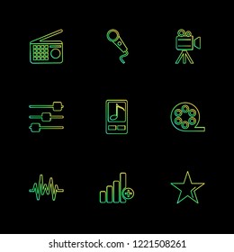 Set of 9 icons, for web, internet, mobile apps, interface design: business, finance, shopping, communication, fitness, computer, media, transportation, travel, easter, christmas, summer, device