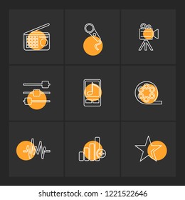 Set of 9 icons, for web, internet, mobile apps, interface design: business, finance, shopping, communication, fitness, computer, media, transportation, travel, easter, christmas, summer, device