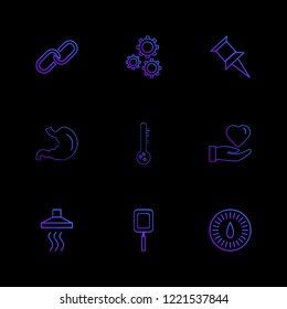 Set of 9 icons, for web, internet, mobile apps, interface design: business, finance, shopping, communication, fitness, computer, media, transportation, travel, easter, christmas, summer, device