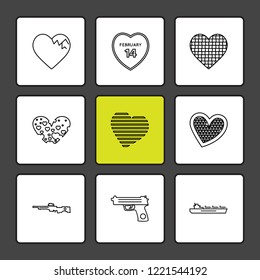 Set of 9 icons, for web, internet, mobile apps, interface design: business, finance, shopping, communication, fitness, computer, media, transportation, travel, easter, christmas, summer, device