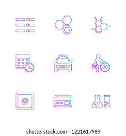 Set of 9 icons, for web, internet, mobile apps, interface design: business, finance, shopping, communication, fitness, computer, media, transportation, travel, easter, christmas, summer, device