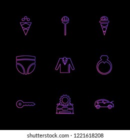 Set of 9 icons, for web, internet, mobile apps, interface design: business, finance, shopping, communication, fitness, computer, media, transportation, travel, easter, christmas, summer, device