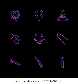 Set of 9 icons, for web, internet, mobile apps, interface design: business, finance, shopping, communication, fitness, computer, media, transportation, travel, easter, christmas, summer, device