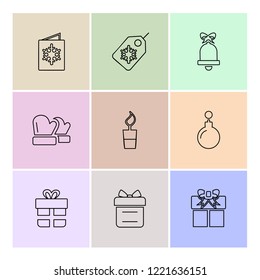 Set of 9 icons, for web, internet, mobile apps, interface design: business, finance, shopping, communication, fitness, computer, media, transportation, travel, easter, christmas, summer, device