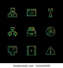 Set of 9 icons, for web, internet, mobile apps, interface design: business, finance, shopping, communication, fitness, computer, media, transportation, travel, easter, christmas, summer, device