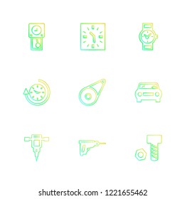 Set of 9 icons, for web, internet, mobile apps, interface design: business, finance, shopping, communication, fitness, computer, media, transportation, travel, easter, christmas, summer, device