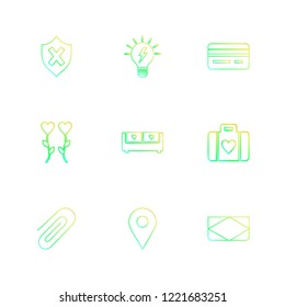 Set of 9 icons, for web, internet, mobile apps, interface design: business, finance, shopping, communication, fitness, computer, media, transportation, travel, easter, christmas, summer, device