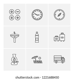 Set of 9 icons, for web, internet, mobile apps, interface design: business, finance, shopping, communication, fitness, computer, media, transportation, travel, easter, christmas, summer, device