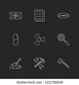 Set of 9 icons, for web, internet, mobile apps, interface design: business, finance, shopping, communication, fitness, computer, media, transportation, travel, easter, christmas, summer, device