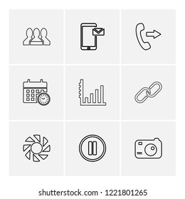 Set of 9 icons, for web, internet, mobile apps, interface design: business, finance, shopping, communication, fitness, computer, media, transportation, travel, easter, christmas, summer, device