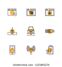 Set of 9 icons, for web, internet, mobile apps, interface design: business, finance, shopping, communication, fitness, computer, media, transportation, travel, easter, christmas, summer, device