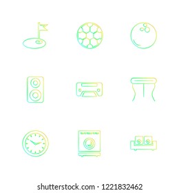 Set of 9 icons, for web, internet, mobile apps, interface design: business, finance, shopping, communication, fitness, computer, media, transportation, travel, easter, christmas, summer, device