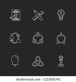 Set of 9 icons, for web, internet, mobile apps, interface design: business, finance, shopping, communication, fitness, computer, media, transportation, travel, easter, christmas, summer, device