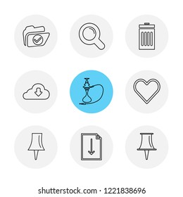 Set of 9 icons, for web, internet, mobile apps, interface design: business, finance, shopping, communication, fitness, computer, media, transportation, travel, easter, christmas, summer, device
