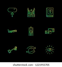 Set of 9 icons, for web, internet, mobile apps, interface design: business, finance, shopping, communication, fitness, computer, media, transportation, travel, easter, christmas, summer, device