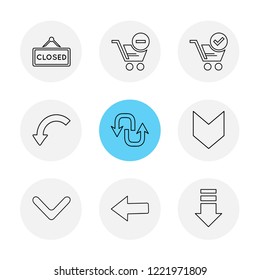 Set of 9 icons, for web, internet, mobile apps, interface design: business, finance, shopping, communication, fitness, computer, media, transportation, travel, easter, christmas, summer, device