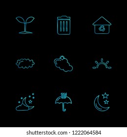 Set of 9 icons, for web, internet, mobile apps, interface design: business, finance, shopping, communication, fitness, computer, media, transportation, travel, easter, christmas, summer, device