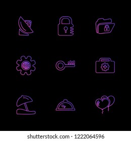 Set of 9 icons, for web, internet, mobile apps, interface design: business, finance, shopping, communication, fitness, computer, media, transportation, travel, easter, christmas, summer, device