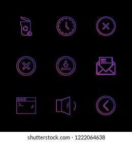 Set of 9 icons, for web, internet, mobile apps, interface design: business, finance, shopping, communication, fitness, computer, media, transportation, travel, easter, christmas, summer, device