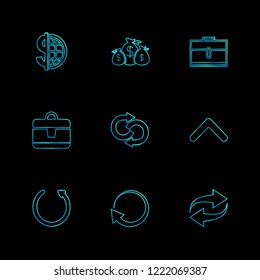 Set of 9 icons, for web, internet, mobile apps, interface design: business, finance, shopping, communication, fitness, computer, media, transportation, travel, easter, christmas, summer, device